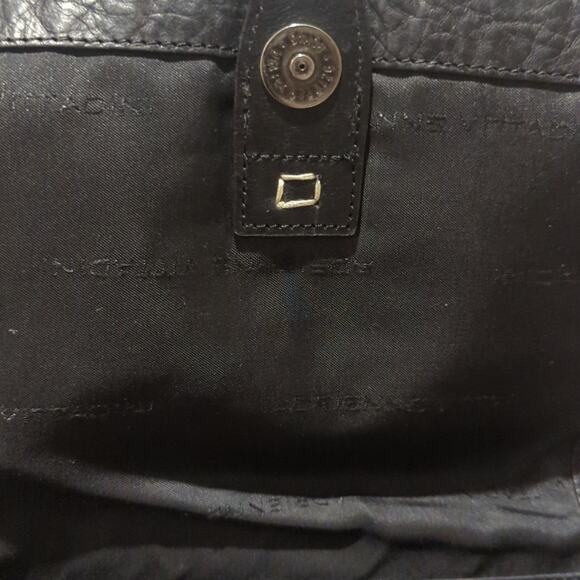 Adrienne Vittadini Crossbody Black Pebbled Topstitch Small Leather Handbag - Picture 5 of 10